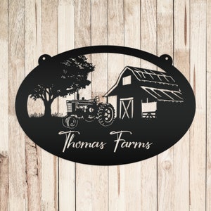 Personalized Tractor and Barn Metal Sign, Family Farm Sign, Personalized Gift