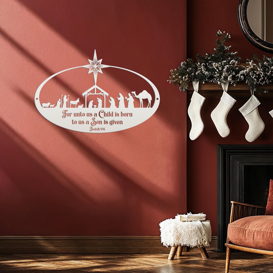 Metal Christmas Nativity Sign, Christian Holiday Decor - Isaiah 9:6 - Etsy