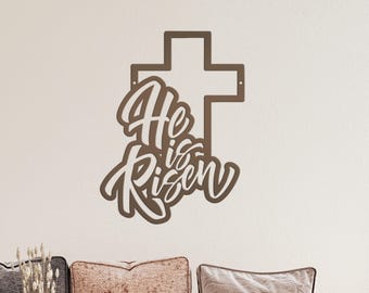 He is Risen 3D Printed Sign – Inspirational Christian Decor - Cross ...