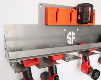 Work Trailer Tool Holder Utility Van Power Tool Organization Cordless Drill Metal Hanging Rack With Locking Bar and Battery Storage Etsy UK