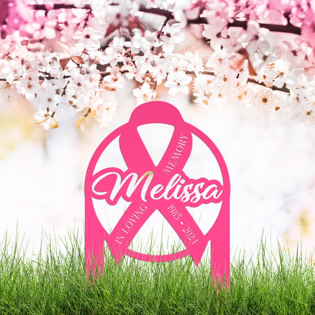 Memory Cancer Design Unique Memorial Sign With Cancer Ribbon – Custom Tribute Metal Art - in ...