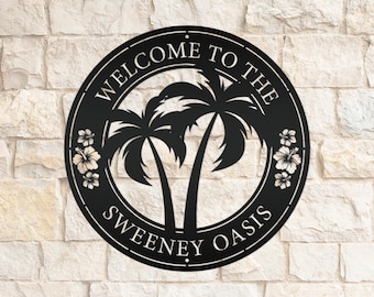 Personalized Tropical Patio or Pool Sign, Custom Tropical Sign