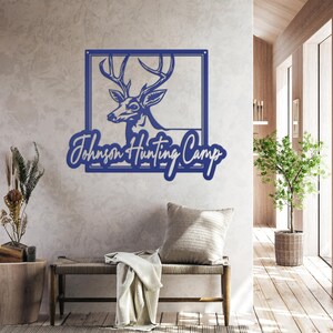 Personalized Deer Hunting Camp Metal Sign - Your Own Wording Navy