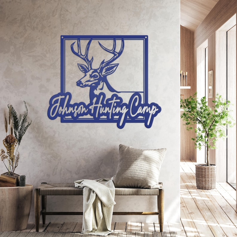 Personalized Deer Hunting Camp Metal Sign - Your Own Wording Navy