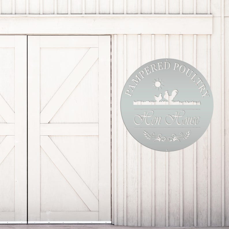 Chicken coup sign, Custom Outdoor Metal Sign for a Chicken run! Silver