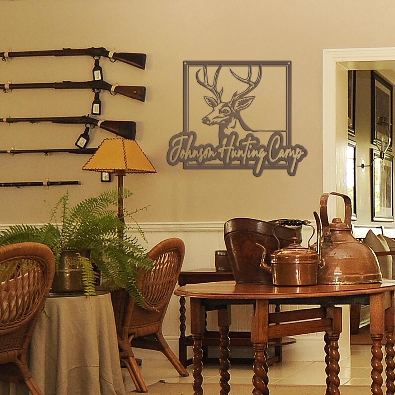 Personalized Deer Hunting Camp Metal Sign - Your Own Wording Oil Rubbed Bronze