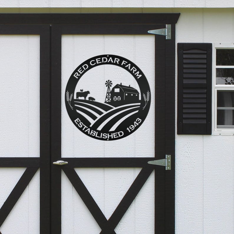 Round Custom Farm Sign With Established Date Metal Sign Matte Black