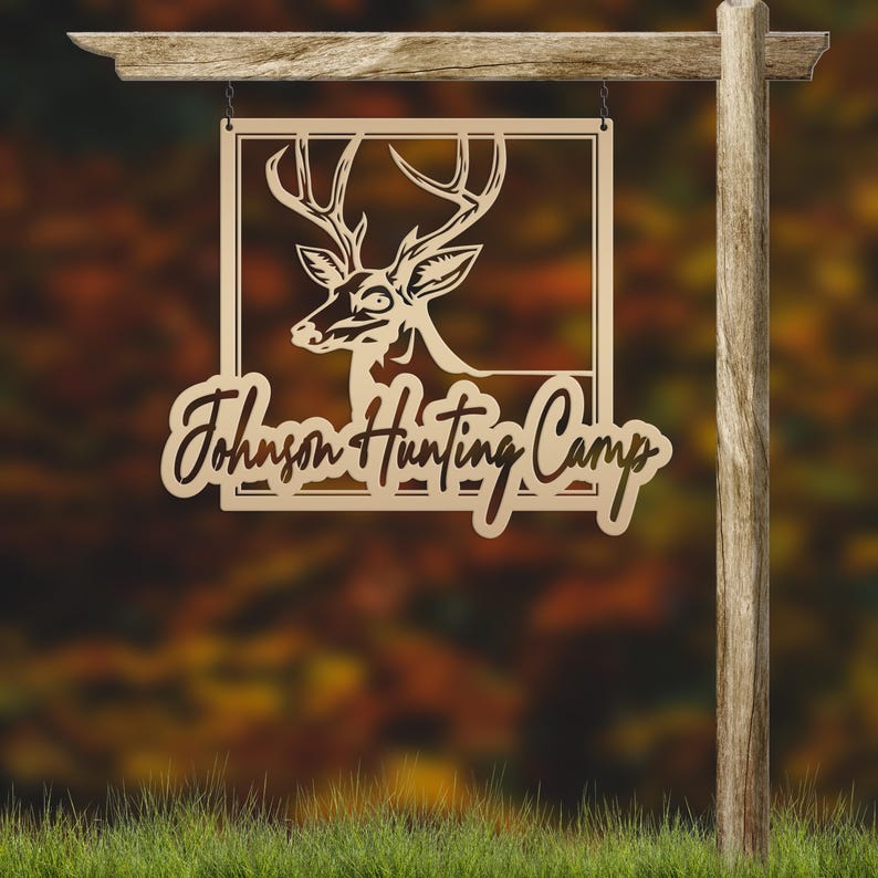 Personalized Deer Hunting Camp Metal Sign - Your Own Wording Gold