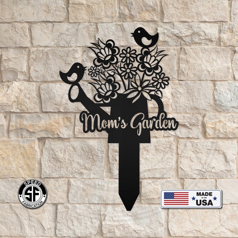 Personalized Metal Garden Stake With Flowers Flower Yard Etsy