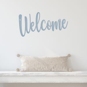 Welcome Indoor/Outdoor Metal Sign Powder Blue