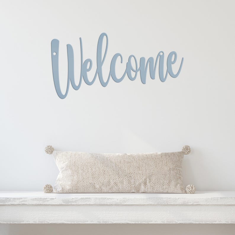 Welcome Indoor/Outdoor Metal Sign Powder Blue