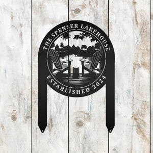 Custom Metal Lake Sign, Lake House Address Plaque, Personalized Outdoor Cabin Sign, Lake Decor, USA Made Lake House Gift Matte Black