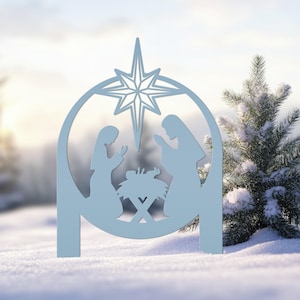 Christmas Nativity Scene, Metal Outdoor Manger Scene Yard Stake, Seasonal Christian Home Decor, Shadow Caster Silhouette, Unique Lawn Accent