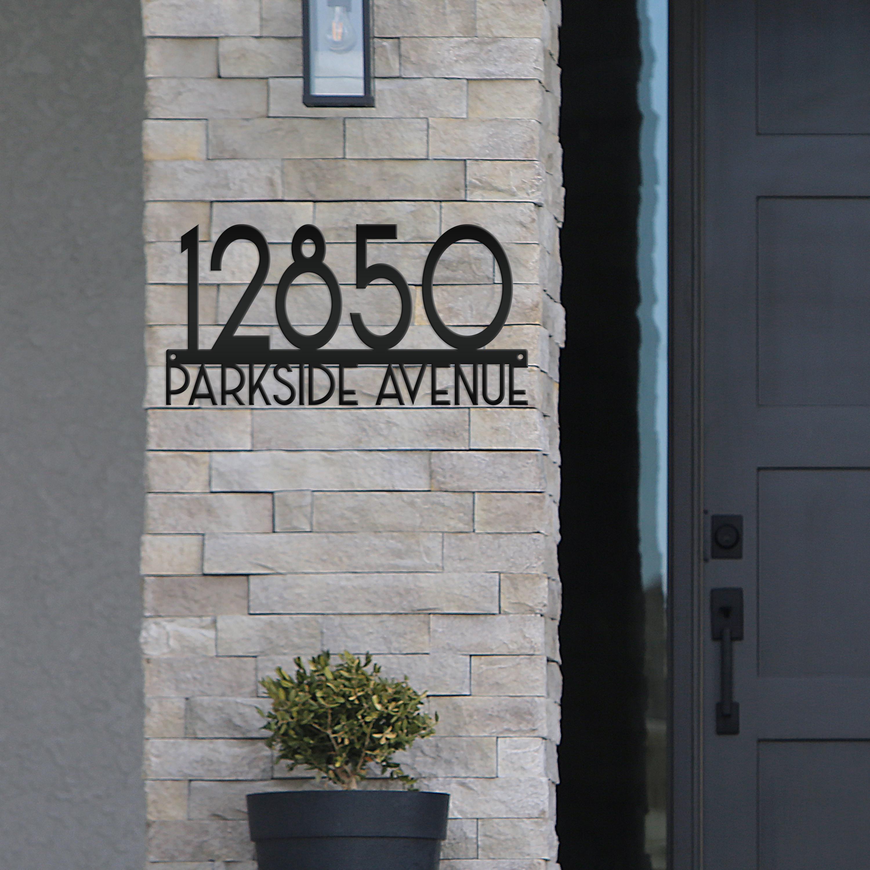 Metal Address Sign - Art Deco House Numbers -front Porch Decor ...