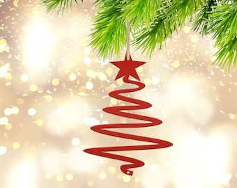 Metal Minimalist Tree Ornament, Holiday Decor, Simple Tree Ornament