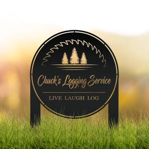 Woodworking Sign- Outdoor Logging Yard Stake - Metal Lawn Stake for Workshop - Wood Business Signage, Pine Tree Wood Shop Yardstake