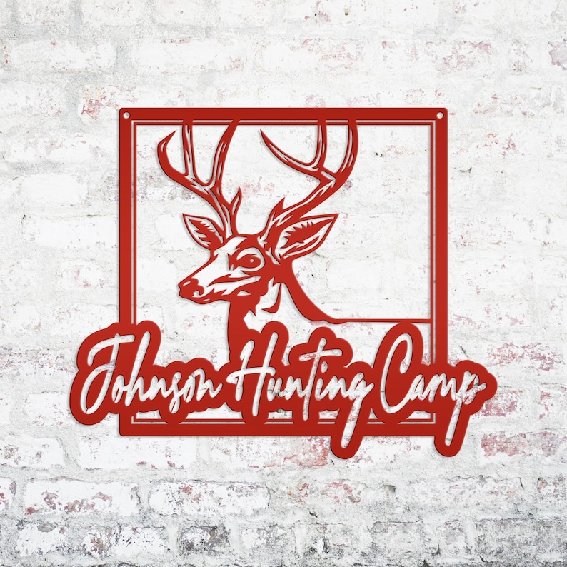 Personalized Deer Hunting Camp Metal Sign - Your Own Wording Red