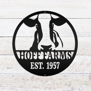 Cow Farm Metal Sign, Custom Gift For Cattle or Dairy Farmer, Round Business Sign, Gift for Mother Father Grandma Grandpa, Indoor or Outdoor