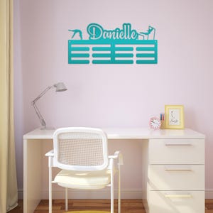 Gymnastics Medal Holder, Finally a place to proudly display all of your gymnasts award ribbons in one place! Teal