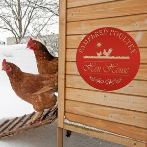 Chicken coup sign, Custom Outdoor Metal Sign for a Chicken run! Red