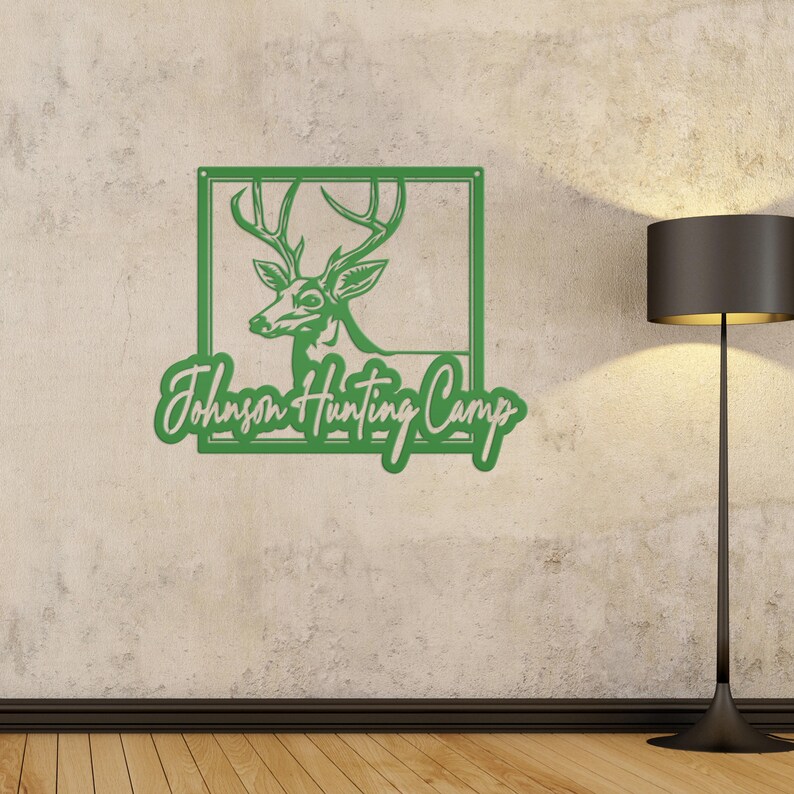 Personalized Deer Hunting Camp Metal Sign - Your Own Wording Green