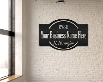 Business Sign, Outdoor Customizable Metal Wall Signage, Make it your Own Wording, Powder Coated for Indoor and Outdoor Use.