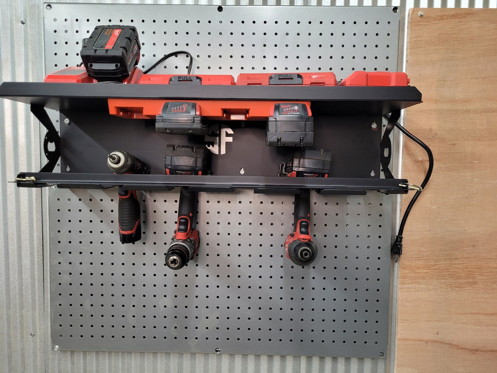 Machine Shop Drill Rack Work Trailer Cordless Drill Rack With Locking Bar and Battery Rack ...