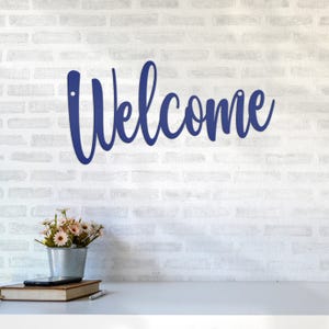 Welcome Indoor/Outdoor Metal Sign Navy