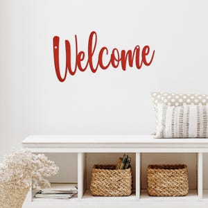 Welcome Indoor/Outdoor Metal Sign Red