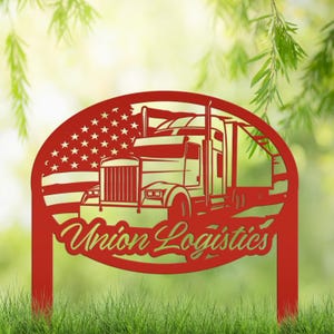 Semi-Truck Yard Stake, Metal Customized Big Rig Decor, 18-Wheeler Trucker Gift, Outdoor Steel Business Sign, Personalized Tractor Trailer image 2