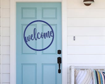 Round Welcome Metal Sign - Welcome Sign for Business or Home