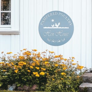 Chicken coup sign, Custom Outdoor Metal Sign for a Chicken run! Powder Blue