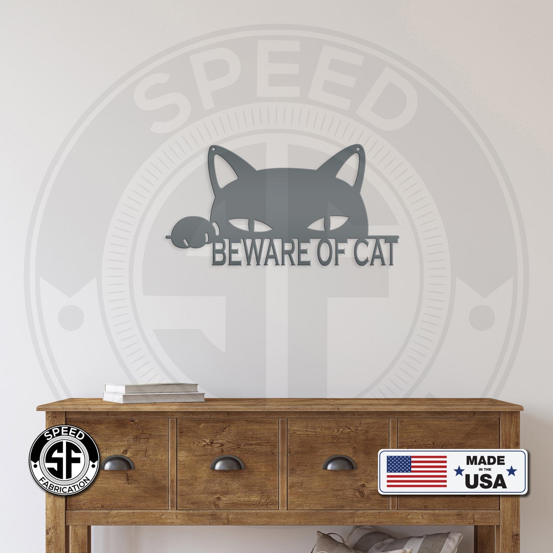 Beware of Cat Metal Sign - Etsy