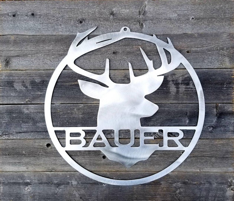 Last Name Deer Monogram Wall Hanging Deer Head Metal Wall