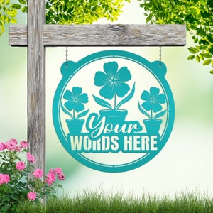 Personalized Flower Garden Metal Sign, Custom Mother&#39;s Day Gift, Hanging Garden Sign, Gift for the Gardener, Gift For Mom