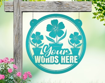 Personalized Flower Garden Metal Sign, Custom Mother's Day Gift, Hanging Garden Sign, Gift for the Gardener, Gift For Mom