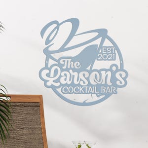 Personalized Cocktail Bar with Established Date Metal Sign