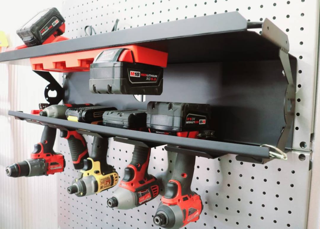 Work Trailer Cordless Drill Rack With Locking Bar and Battery Rack ...