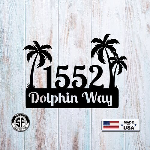 Custom Palm Trees Address Sign With Street Address Etsy