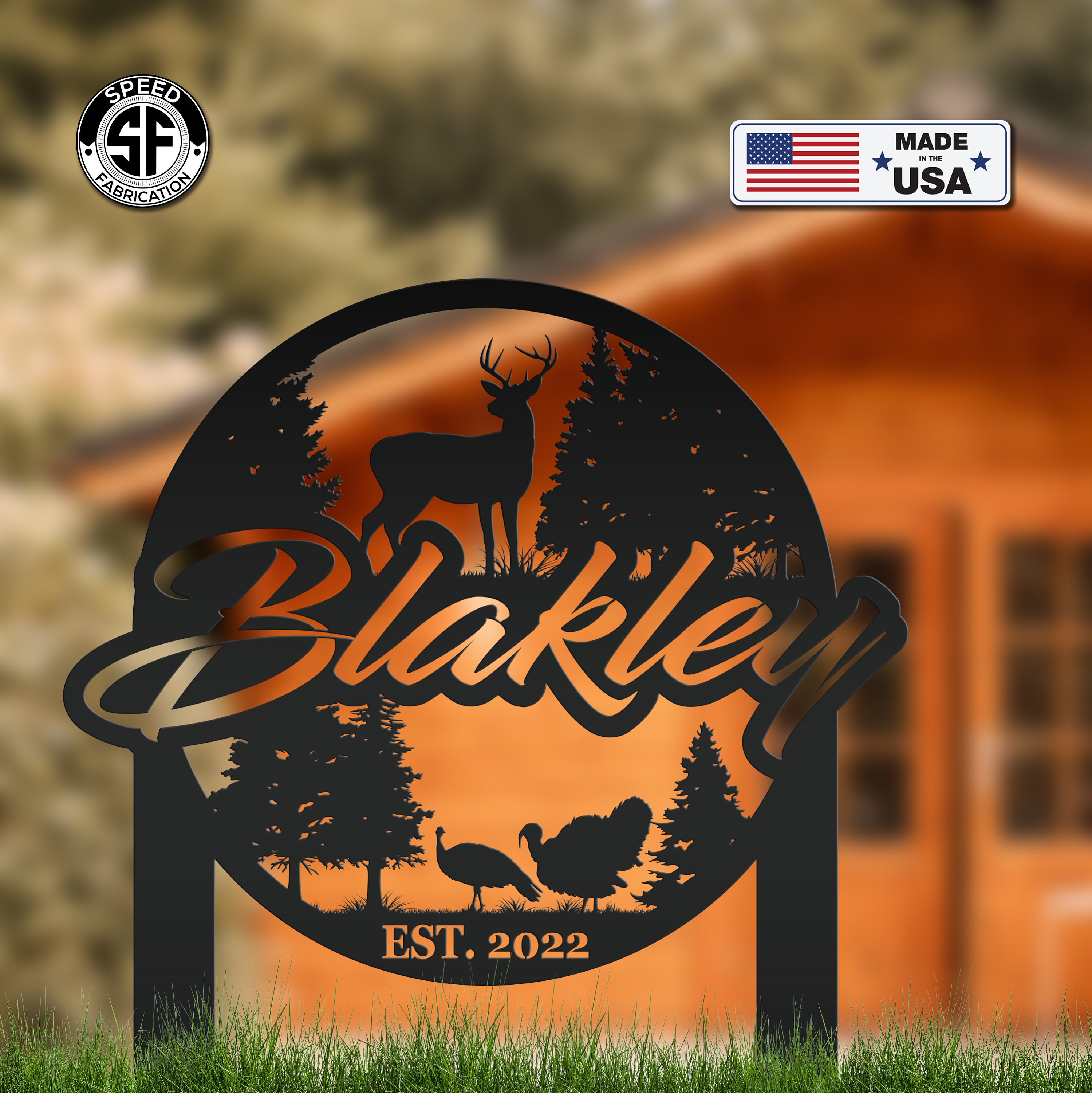 Custom Deer and Turkey Metal Yard Stake Your Wording Custom Etsy