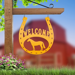 Horseshoe Welcome Metal Sign