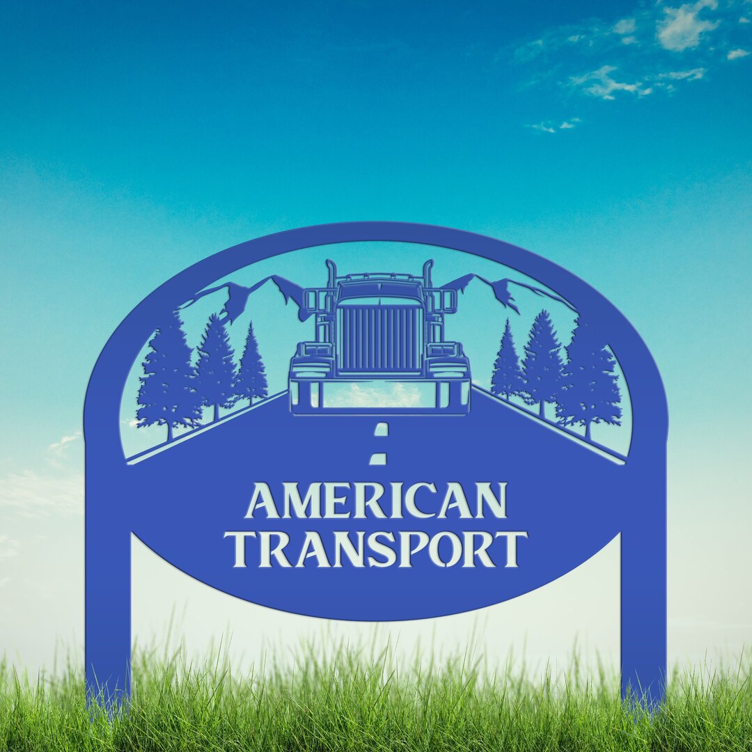 Semi Truck Yard Stake, Customizable Metal Tractor Trailer Sign, Oval