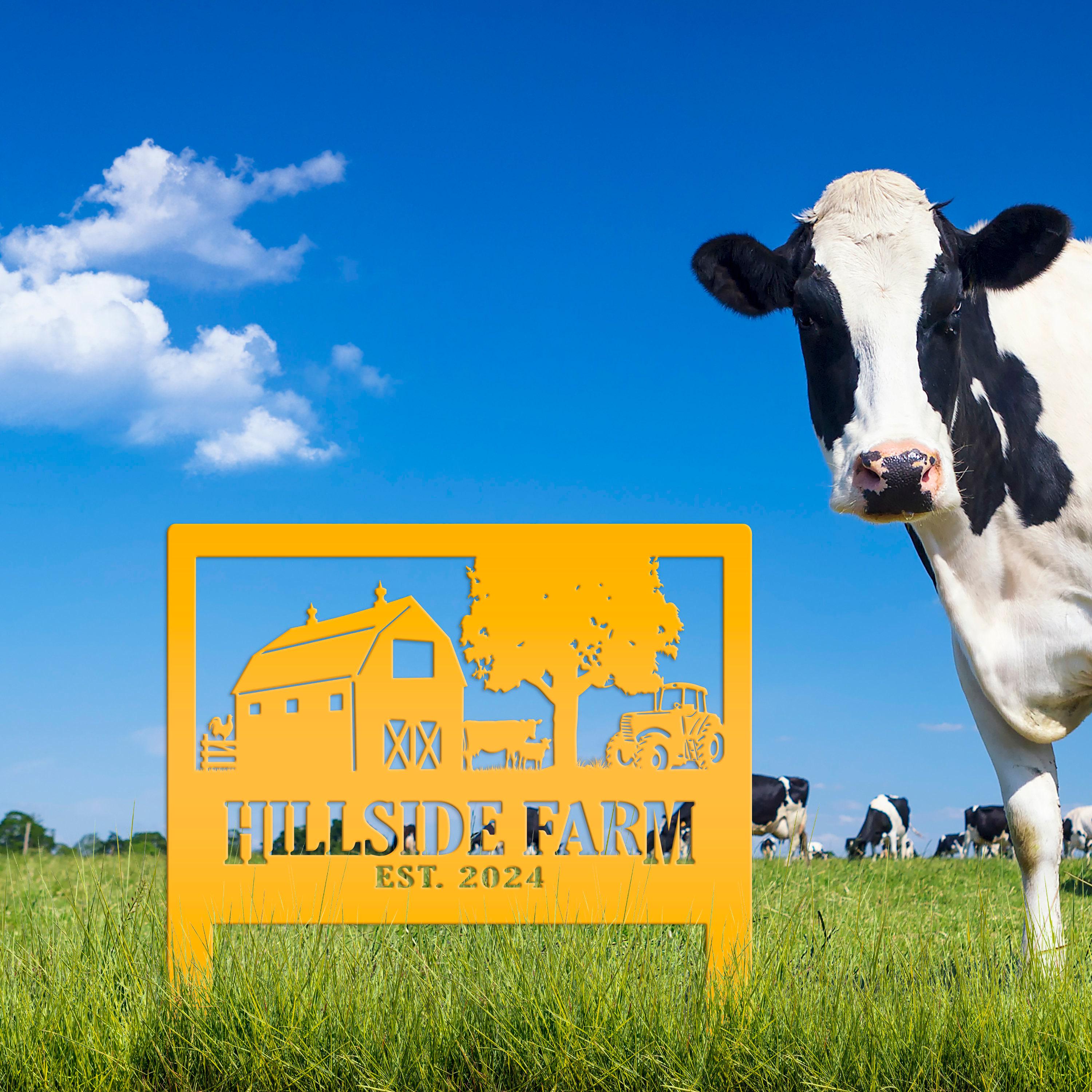 Custom Farm Scene Metal Yard Stake - Unique Farming Outdoor Decor ...