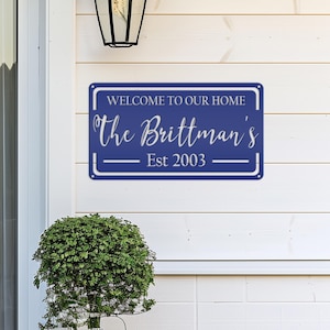 Personalized Rectangle Metal Porch Welcome Sign