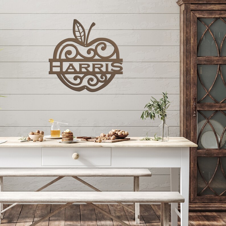 Personalized Apple Monogram Metal Sign - Teacher Gift - Apple Farm Sign ...