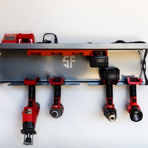 Power Tool Rack Organizer with Battery Rack and Charging Shelf, Universal Tools, Tool Organization