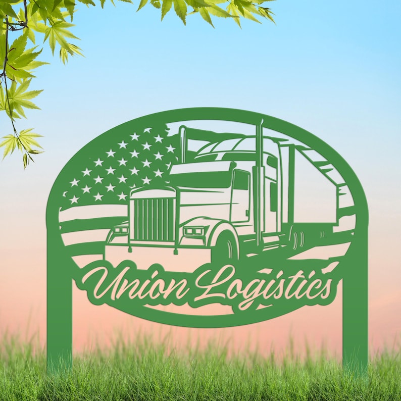 Semi-Truck Yard Stake, Metal Customized Big Rig Decor, 18-Wheeler Trucker Gift, Outdoor Steel Business Sign, Personalized Tractor Trailer image 4