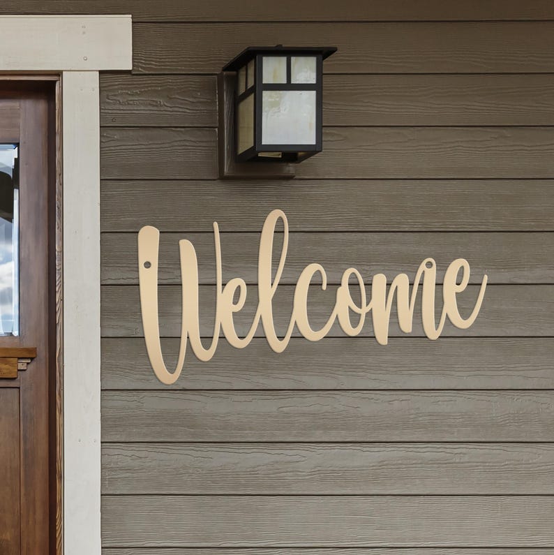 Welcome Indoor/Outdoor Metal Sign Gold