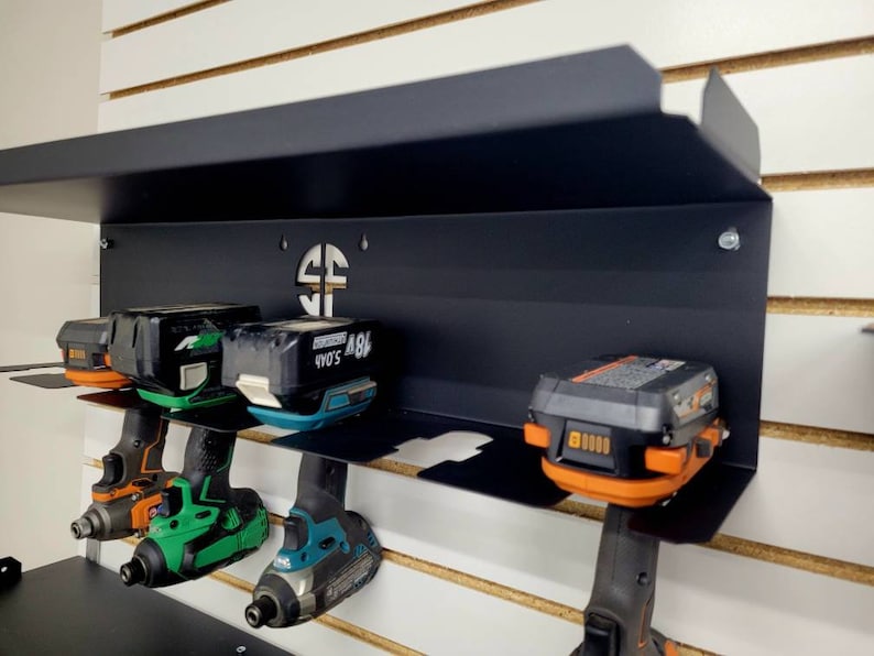 Metal Power Tool Rack, Heavy Duty Storage Shelf, Tool Organization, Garage Storage
