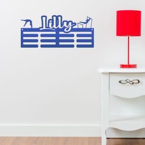 Gymnastics Medal Holder, Finally a place to proudly display all of your gymnasts award ribbons in one place! Blue